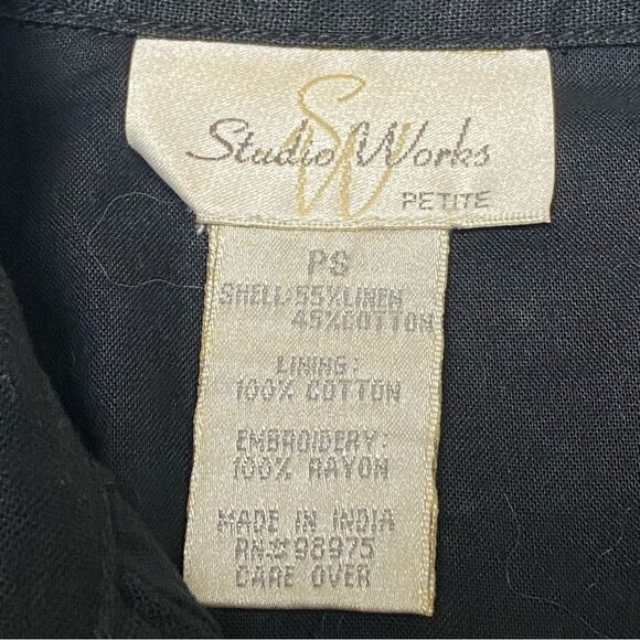 Vintage Studio Works Linen Blend Floral Embroidered Button Front Jacket Size PS - Picture 11 of 13